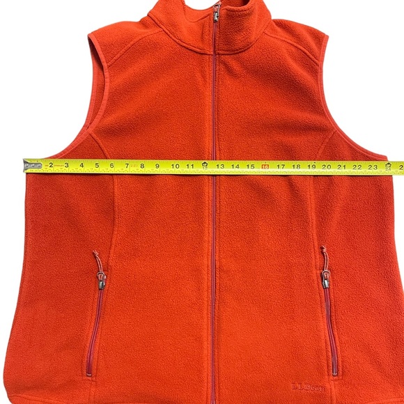 LL Bean Fleece Vest Womens 2XL Full Zip Polartec Outdoor Hiking Jacket Orange - Picture 4 of 7